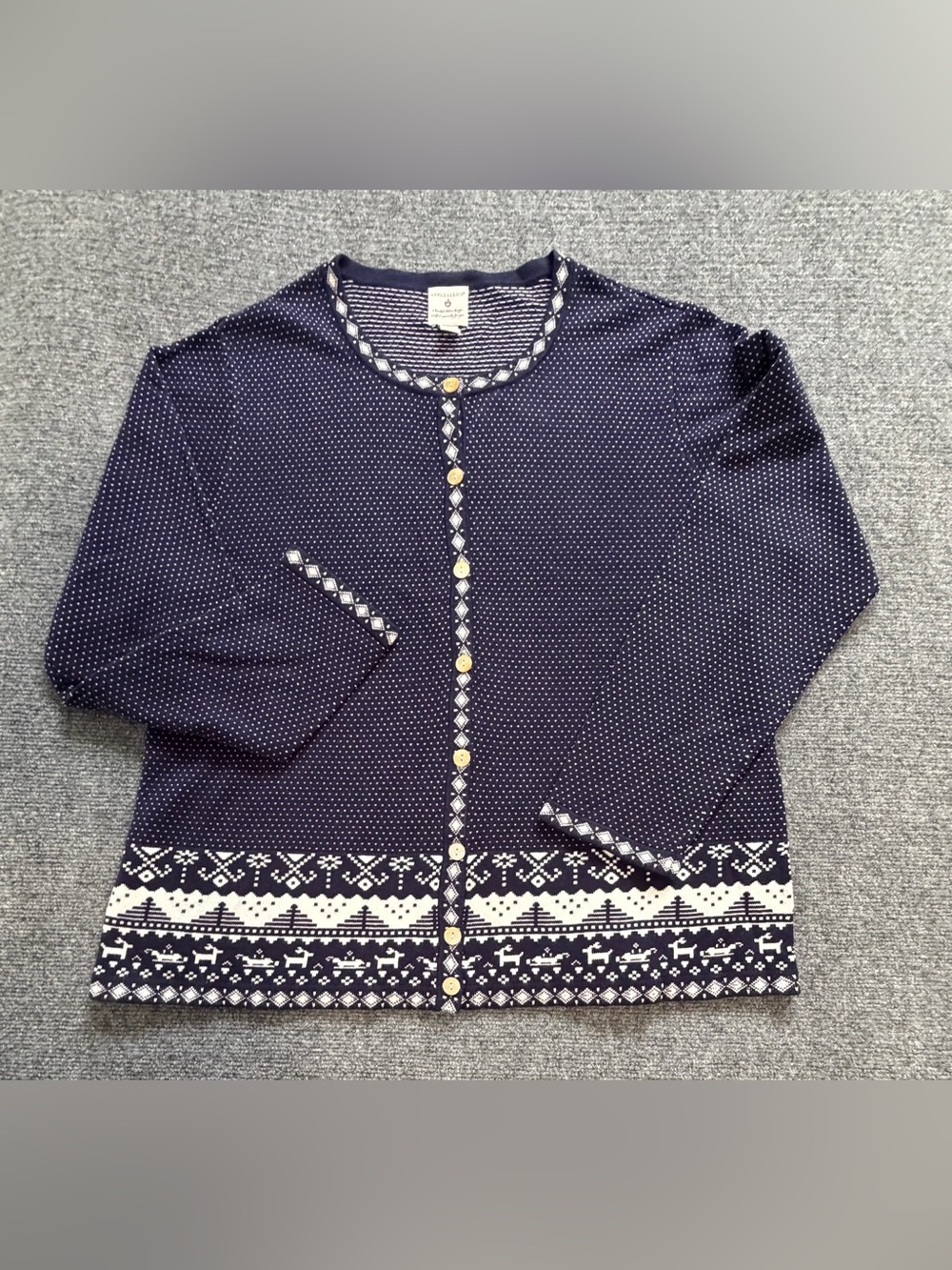 Appleseed's Navy and White Fair Isle Cardigan